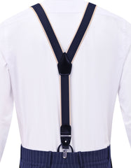 Navy Contrast Trim Y-Back Suspenders