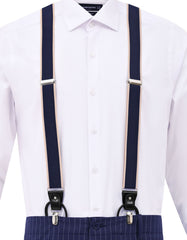 Navy Contrast Trim Y-Back Suspenders