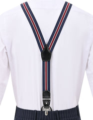 Navy Striped Y-Back Suspenders
