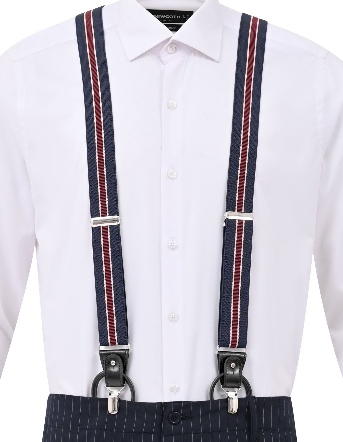 Navy Striped Y-Back Suspenders