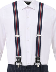 Navy Striped Y-Back Suspenders