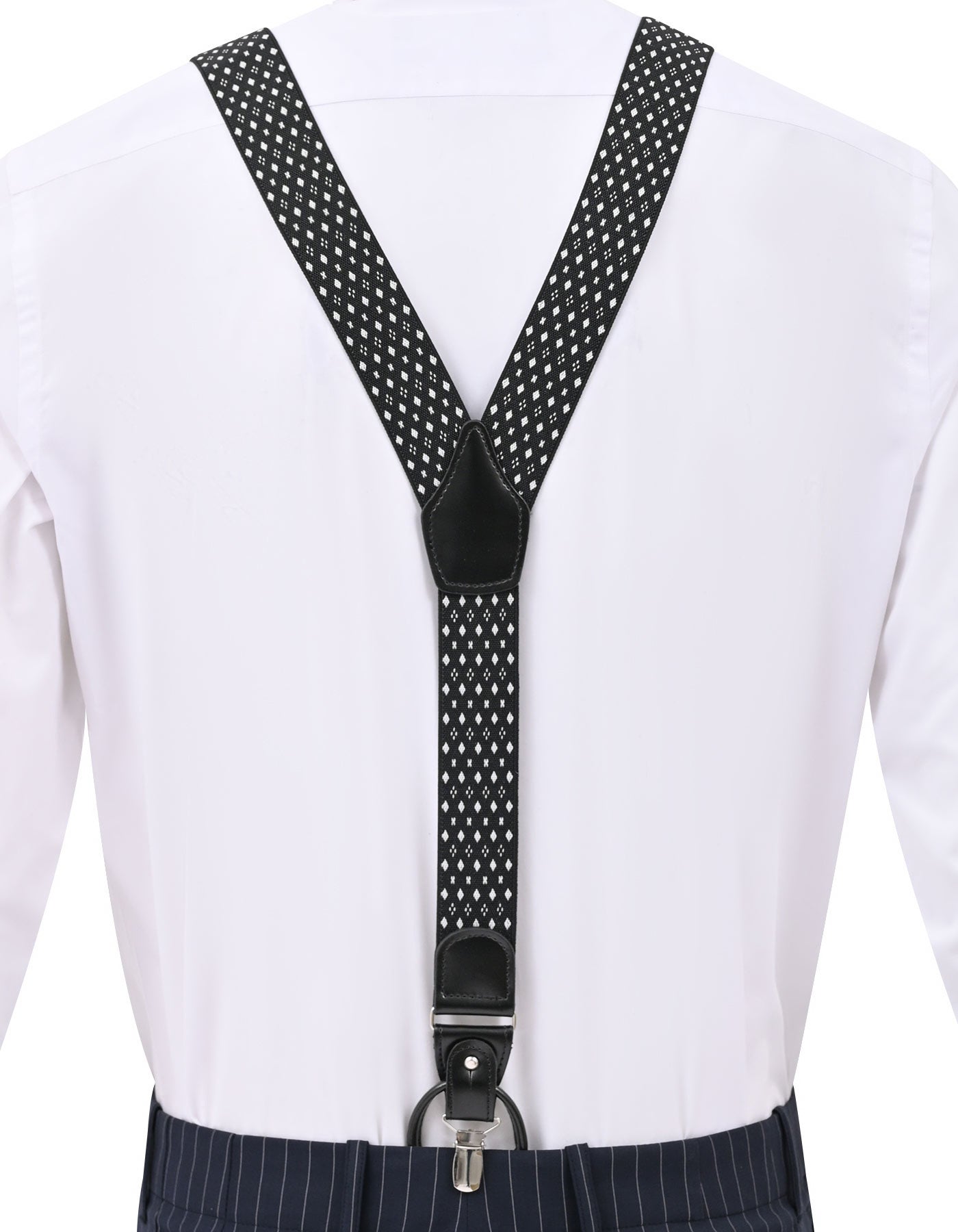 Black Geometric Y-Back Suspenders