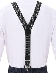 Black Geometric Y-Back Suspenders