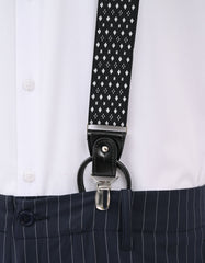 Black Geometric Y-Back Suspenders