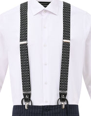 Black Geometric Y-Back Suspenders