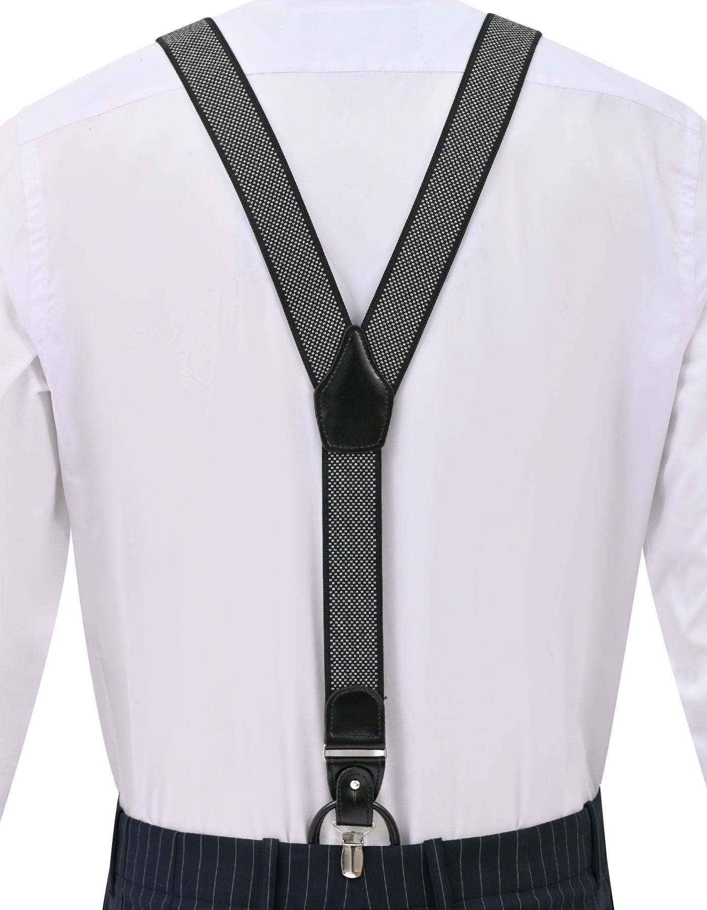 Black Geometric Y-Back Suspenders