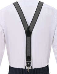 Black Geometric Y-Back Suspenders