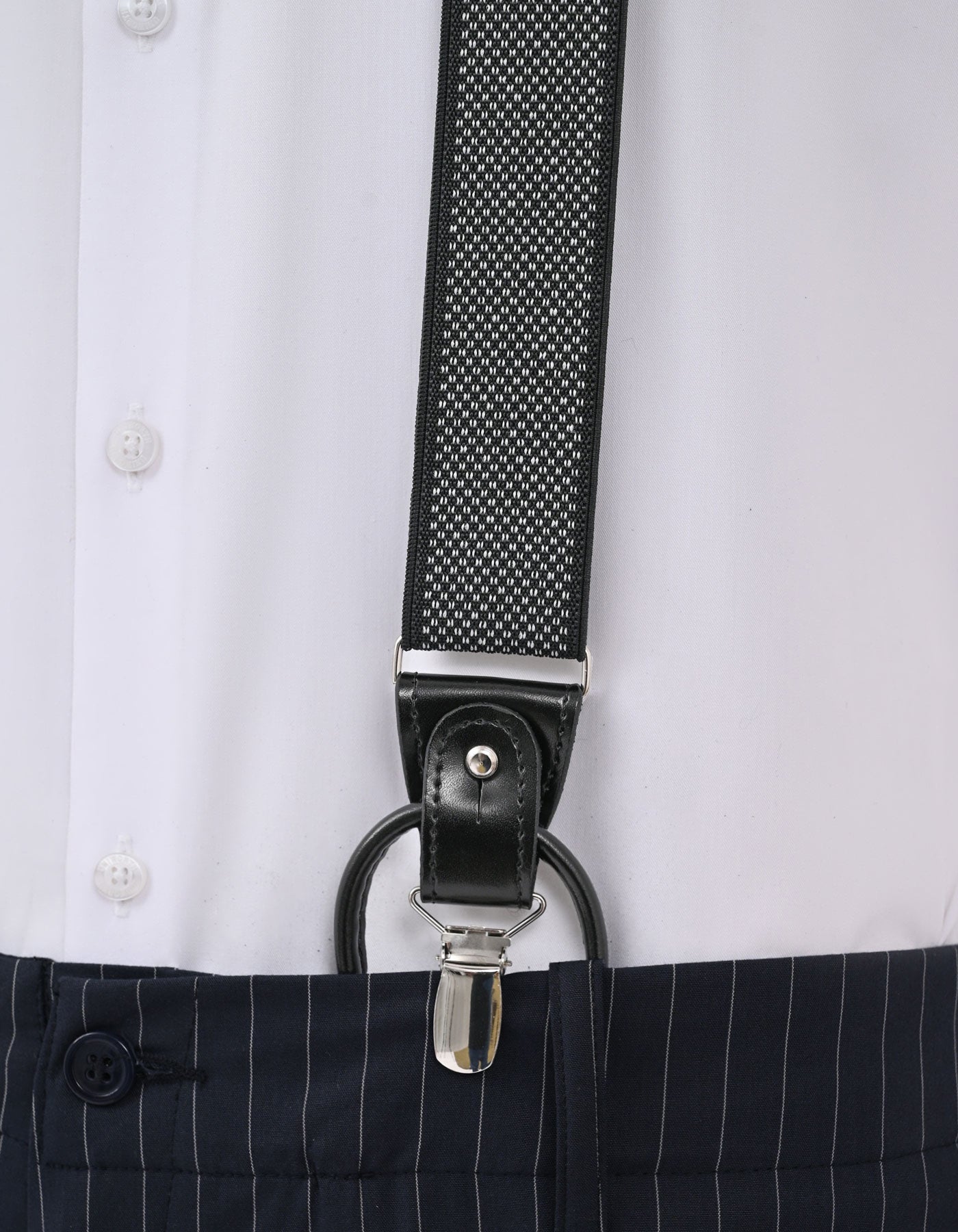 Black Geometric Y-Back Suspenders