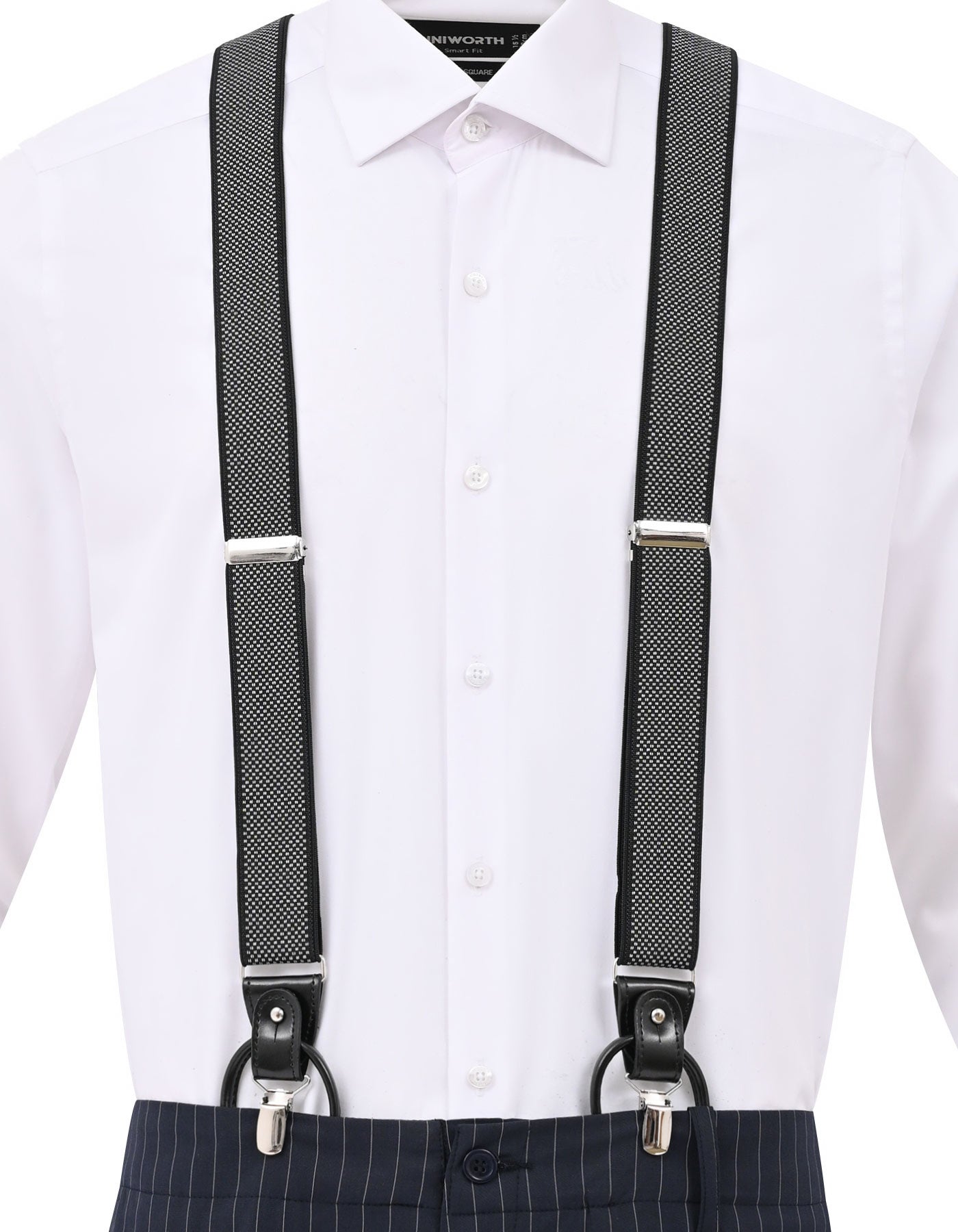 Black Geometric Y-Back Suspenders