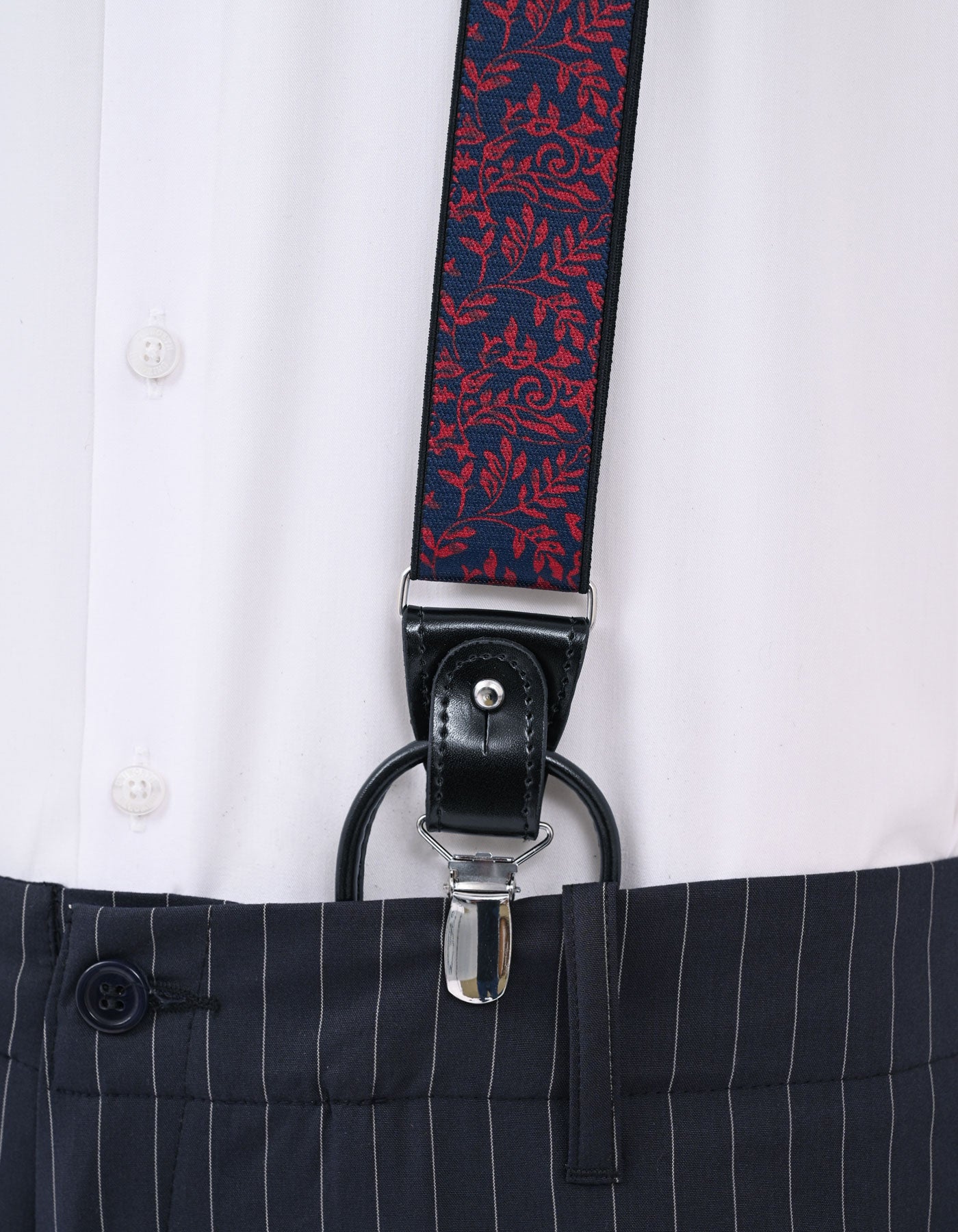 Navy Floral Y-Back Suspenders