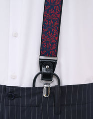 Navy Floral Y-Back Suspenders