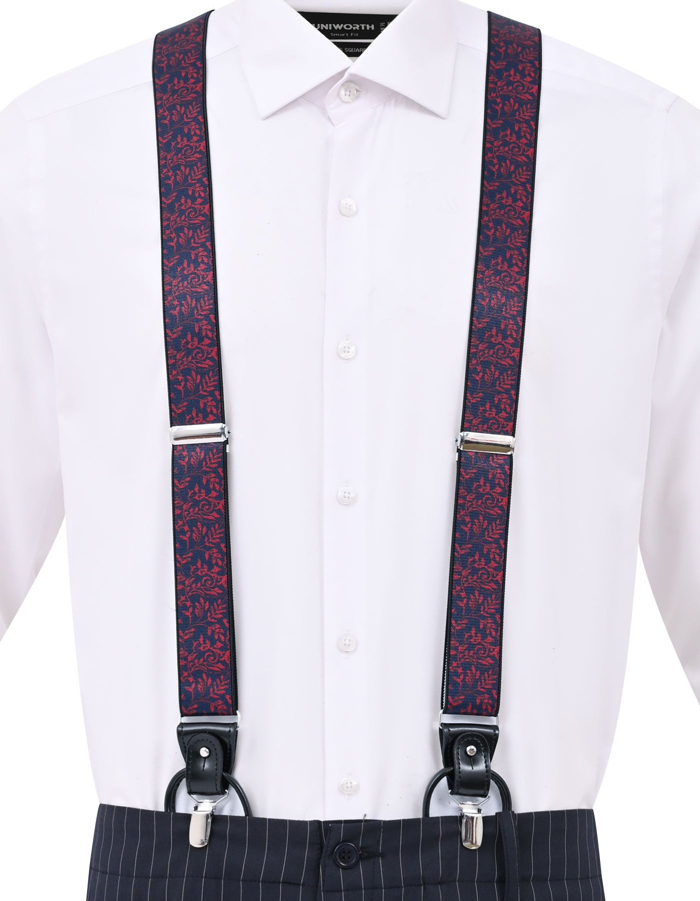 Navy Floral Y-Back Suspenders