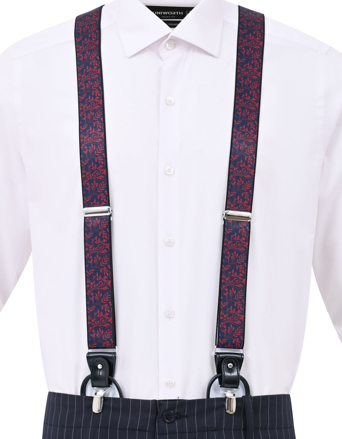 Navy Floral Y-Back Suspenders