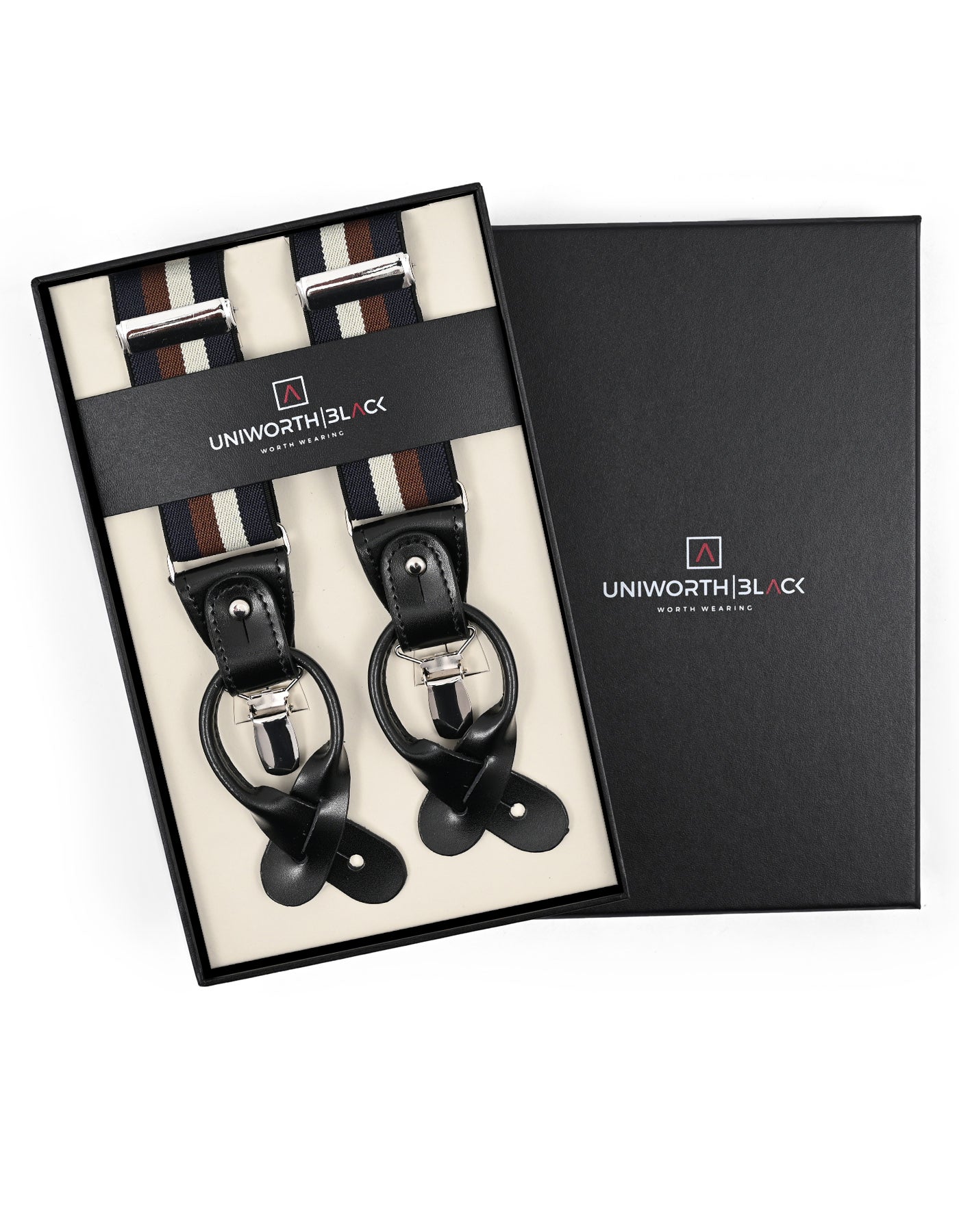 Navy Multi-Stripe Y-Back Suspenders