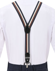 Navy Multi-Stripe Y-Back Suspenders