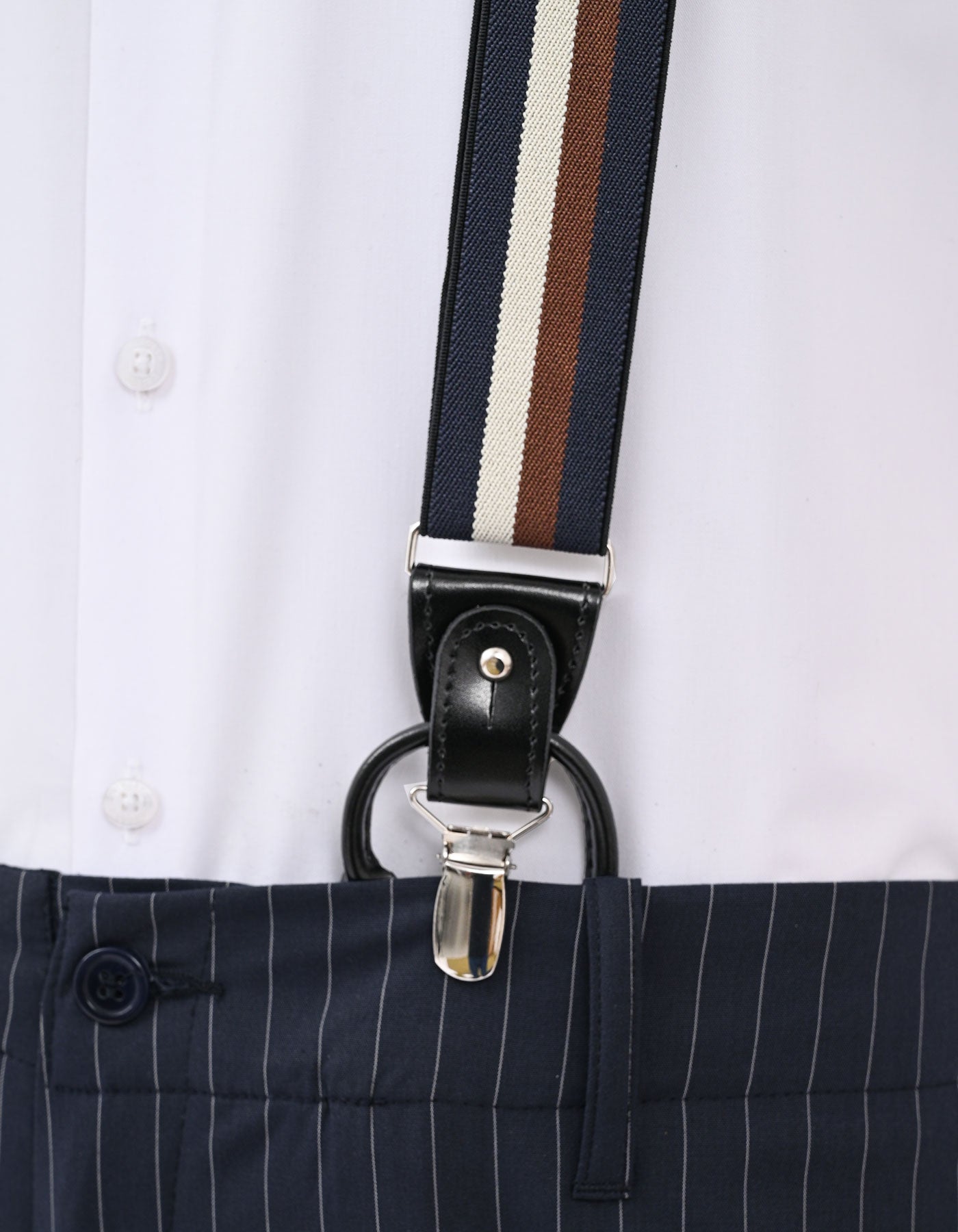 Navy Multi-Stripe Y-Back Suspenders