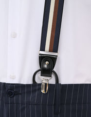 Navy Multi-Stripe Y-Back Suspenders