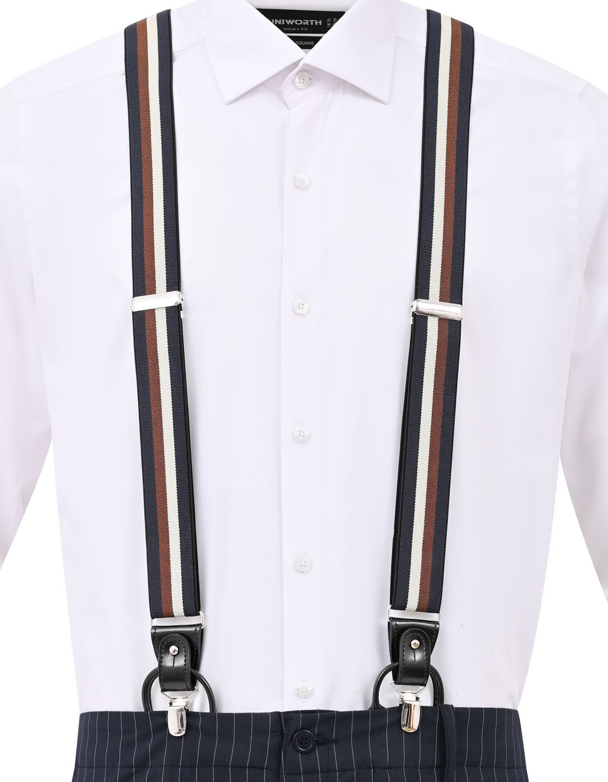 Navy Multi-Stripe Y-Back Suspenders