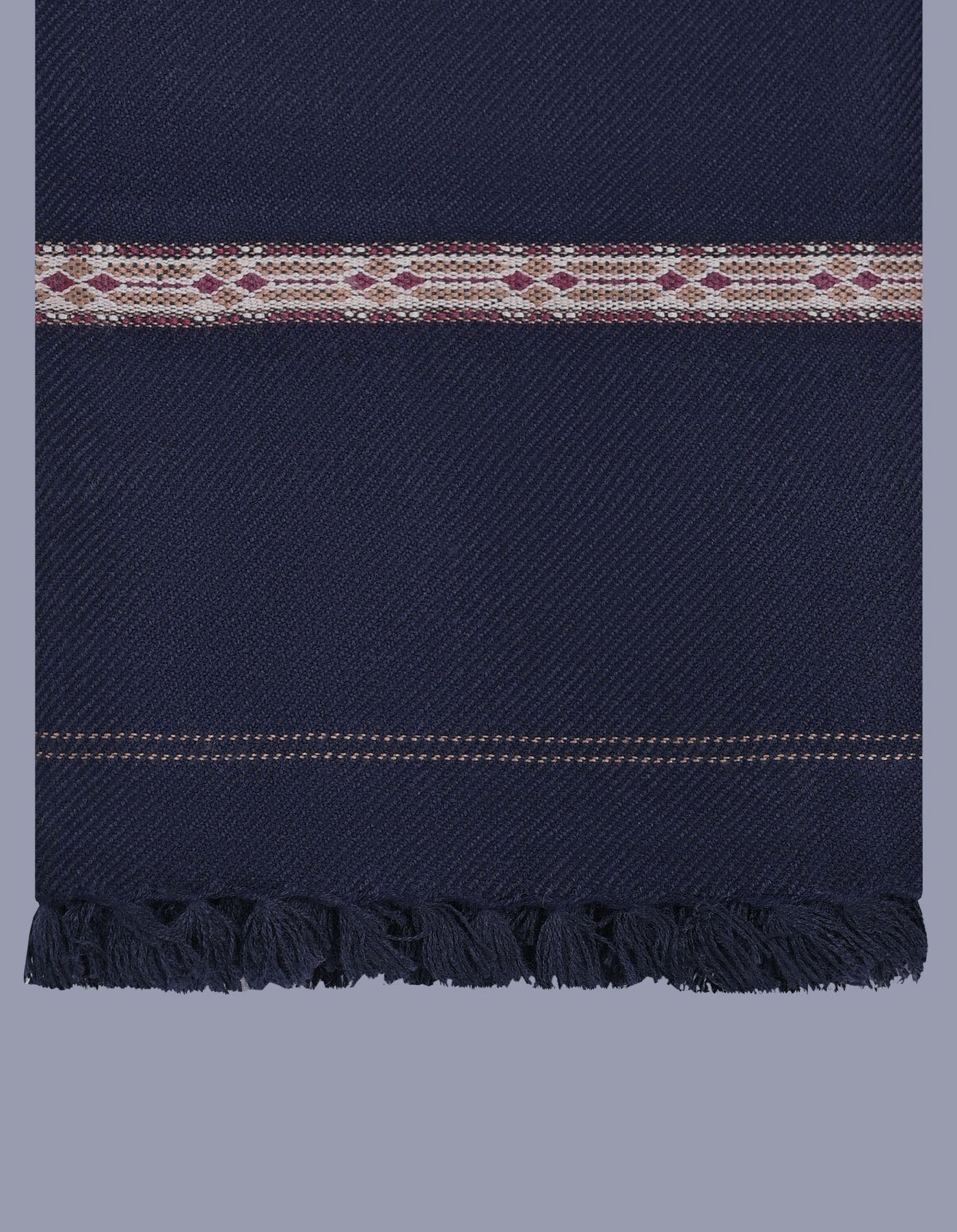 Navy Plain Wool Blend Men Shawl