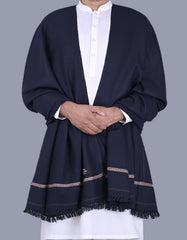 Navy Plain Wool Blend Men Shawl