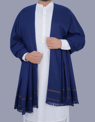 Navy Plain Wool Blend Men Shawl