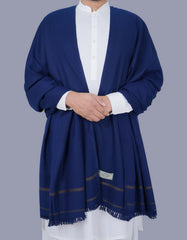 Navy Plain Wool Blend Men Shawl