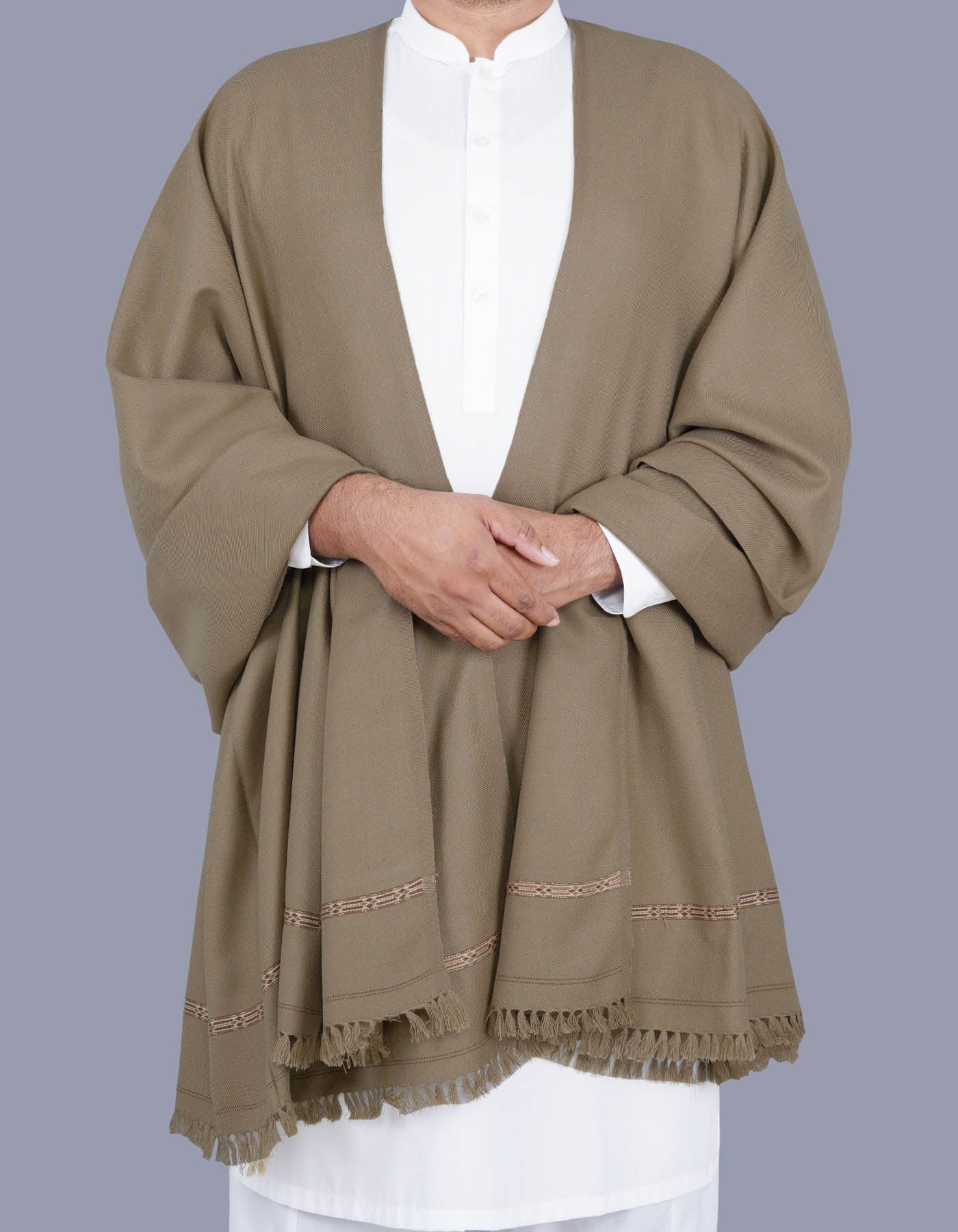 Brown Plain Wool Blend Men Shawl