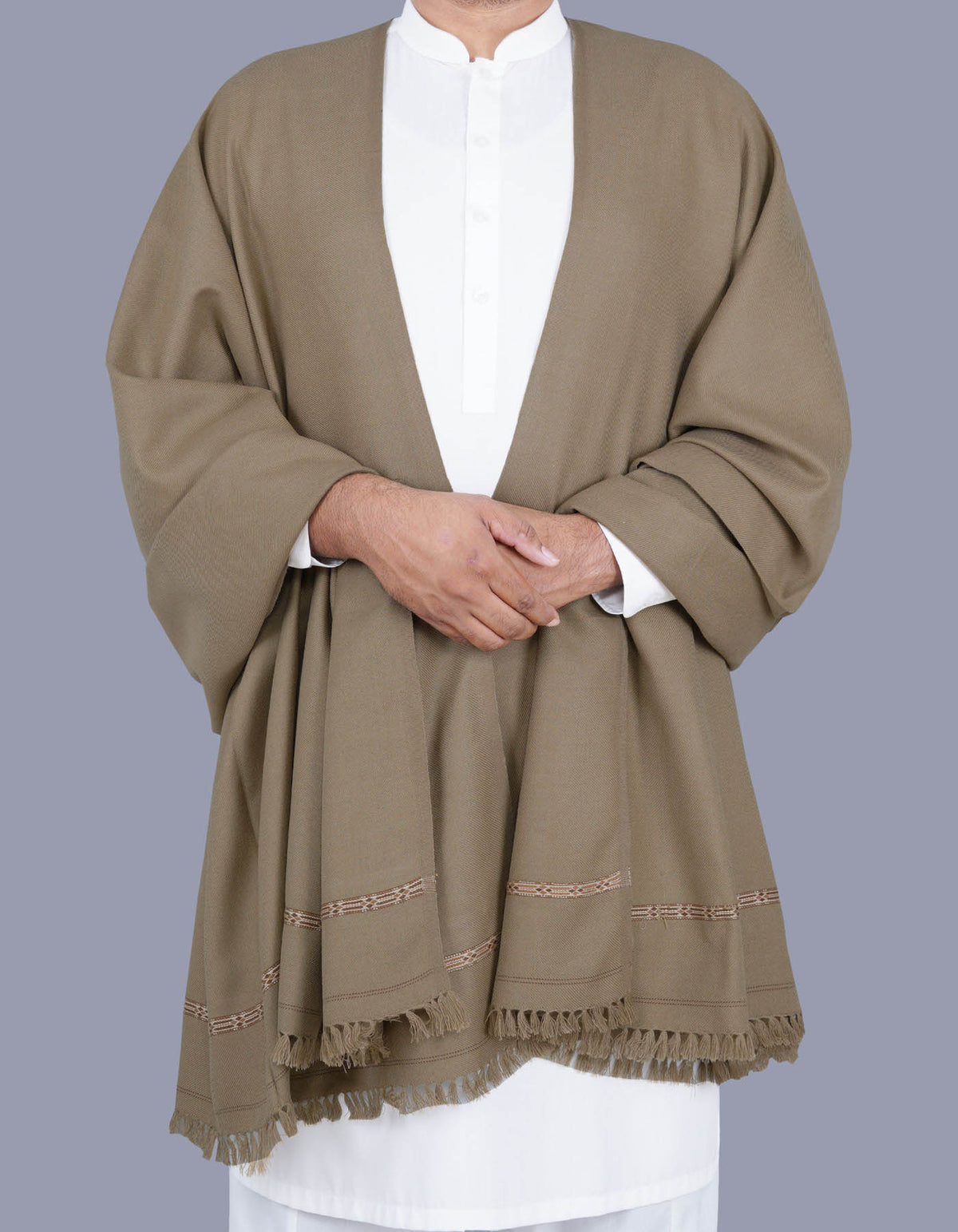 Brown Plain Wool Blend Men Shawl