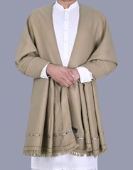 D Brown Plain Wool Blend Men Shawl