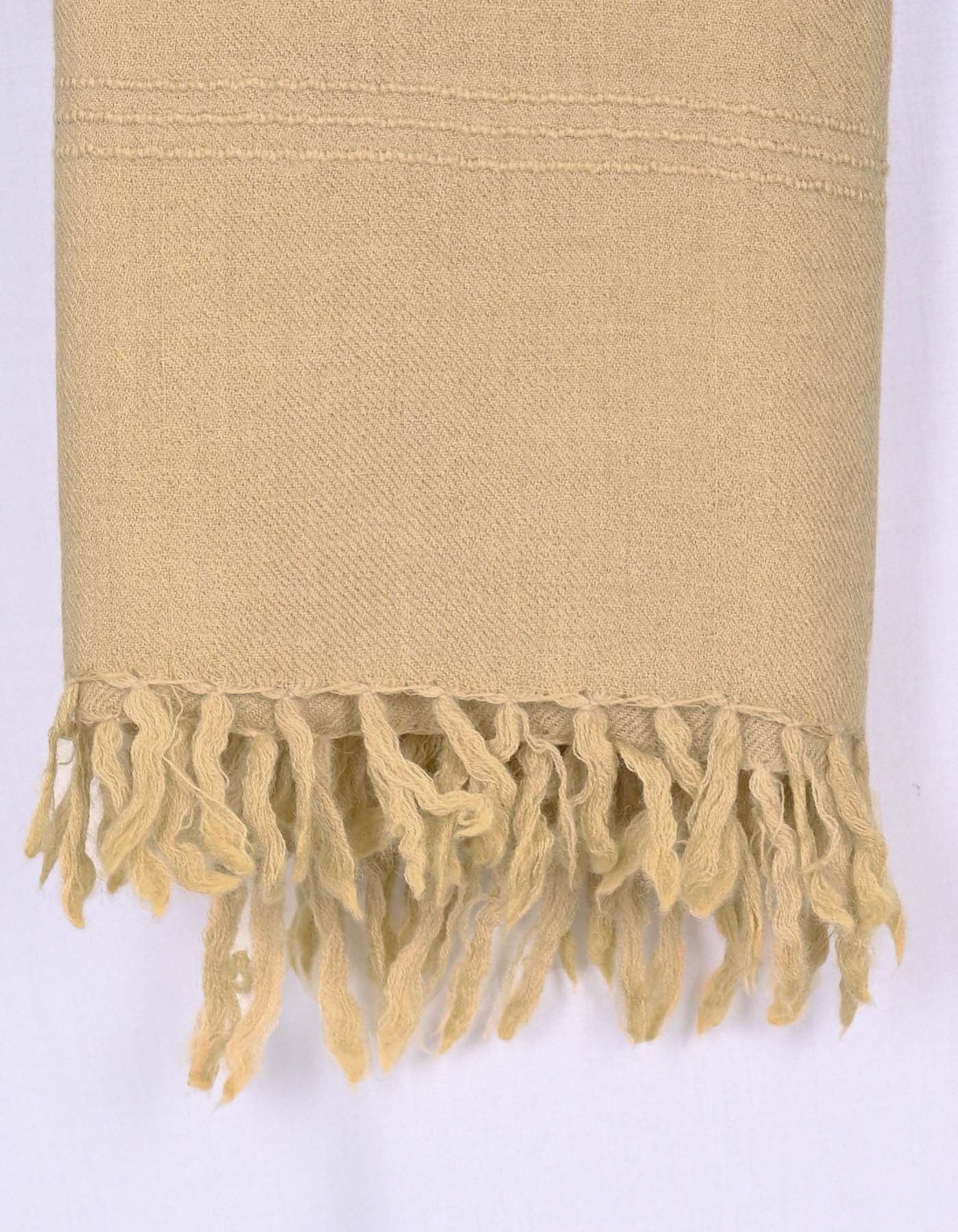 L Khaki Plain 100% Wool Men Shawl