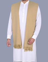 L Khaki Plain 100% Wool Men Shawl