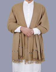 Brown Plain 100% Wool Men Shawl