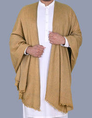D Brown Plain 100% Wool Men Shawl