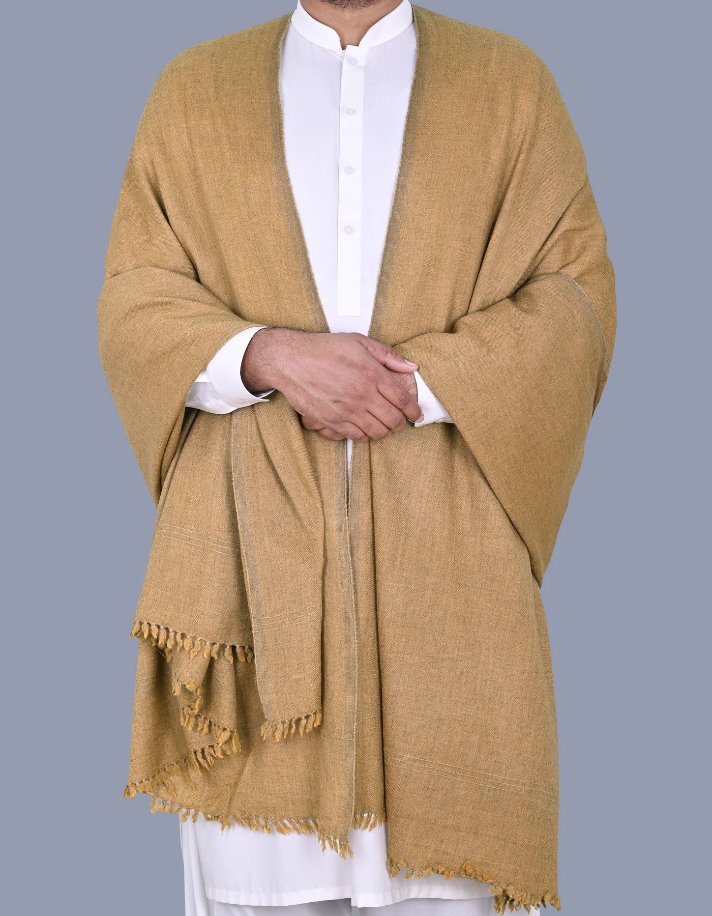 D Brown Plain 100% Wool Men Shawl