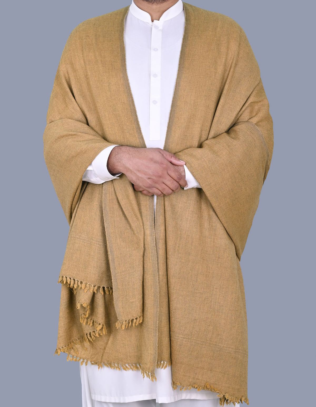 D Brown Plain 100% Wool Men Shawl