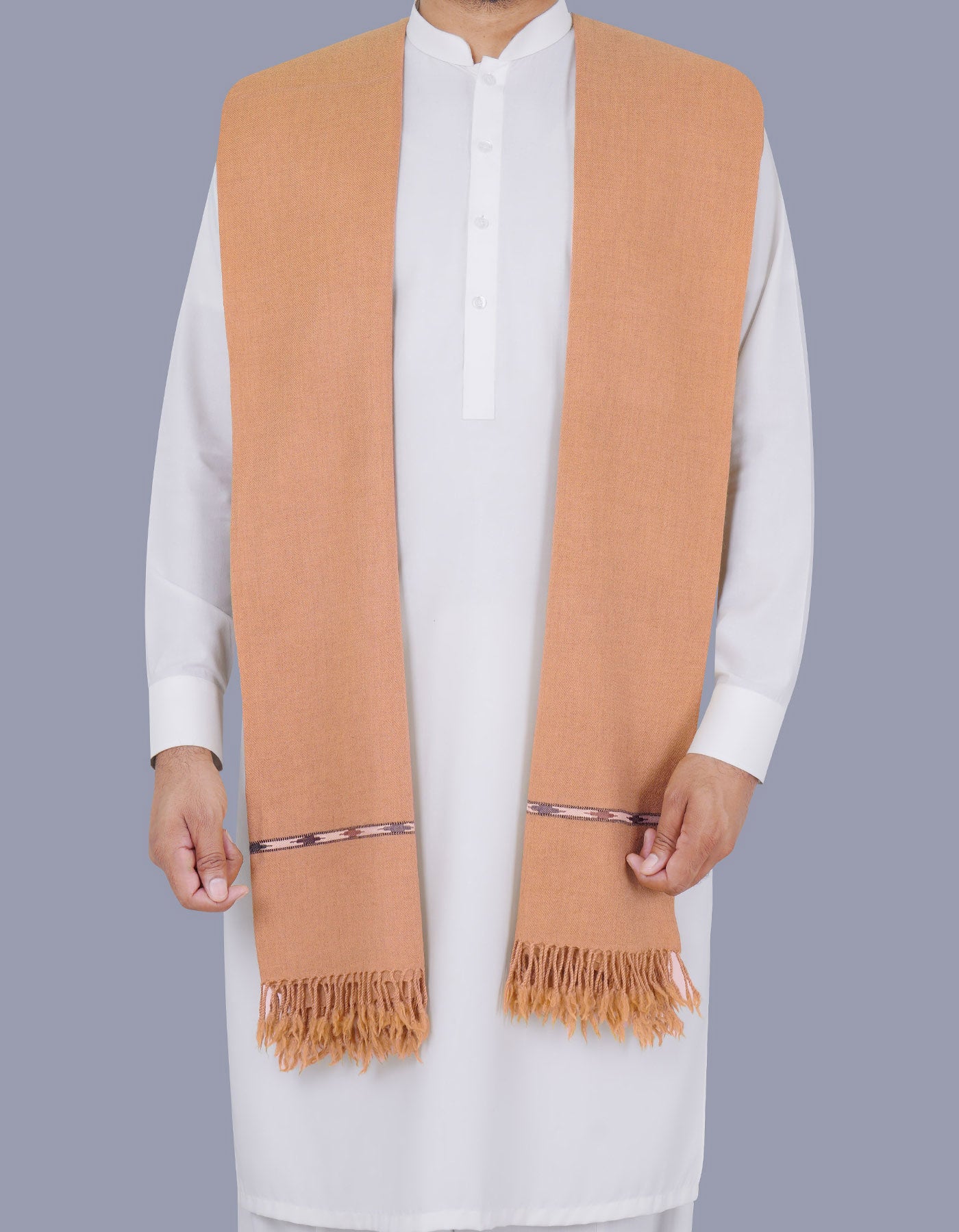 Khaki Plain 100% Wool Men Shawl