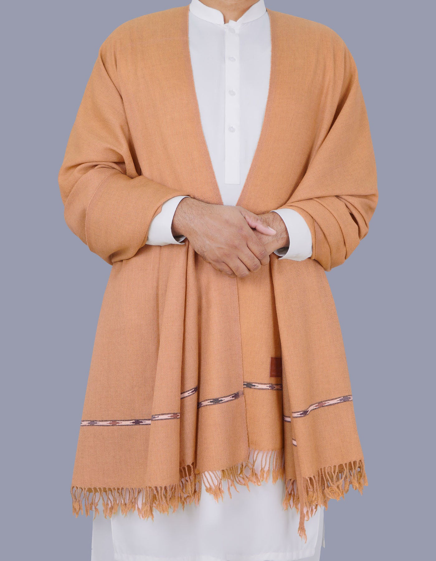 Khaki Plain 100% Wool Men Shawl