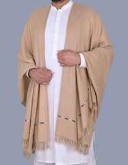 Fawn Plain 100% Wool Men Shawl