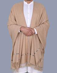 Fawn Plain 100% Wool Men Shawl
