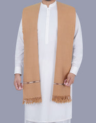 L Camel Plain 100% Wool Men Shawl