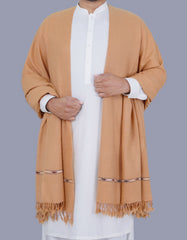 L Camel Plain 100% Wool Men Shawl