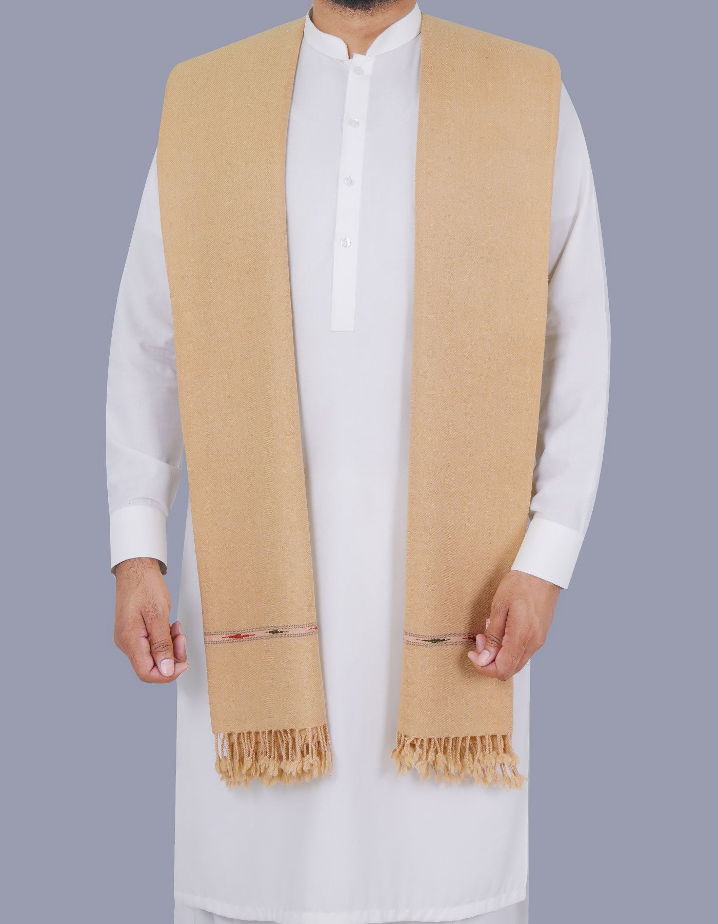 Skin Plain 100% Wool Men Shawl