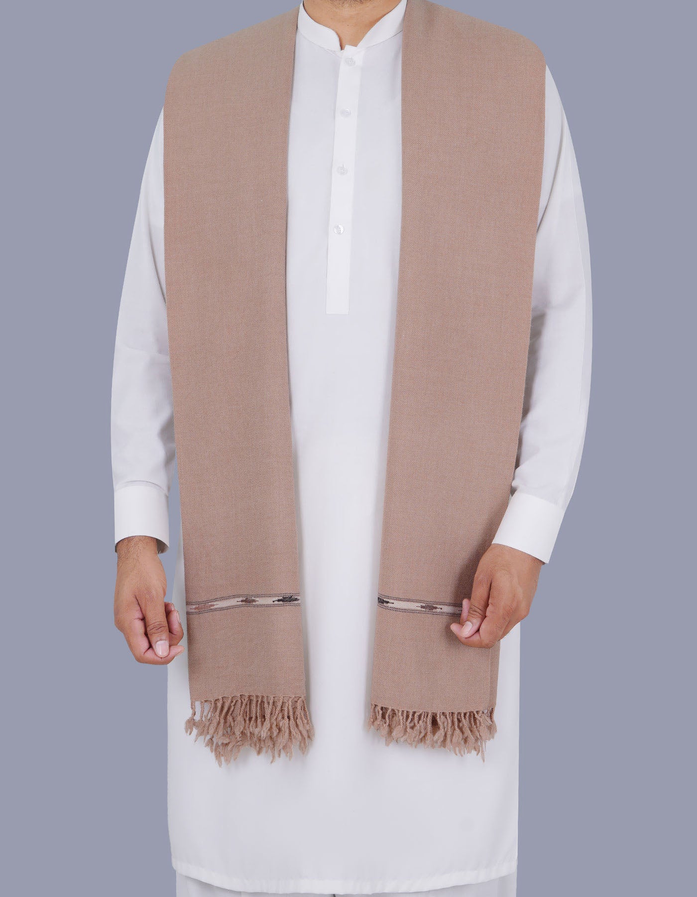 D Fawn Plain 100% Wool Men Shawl