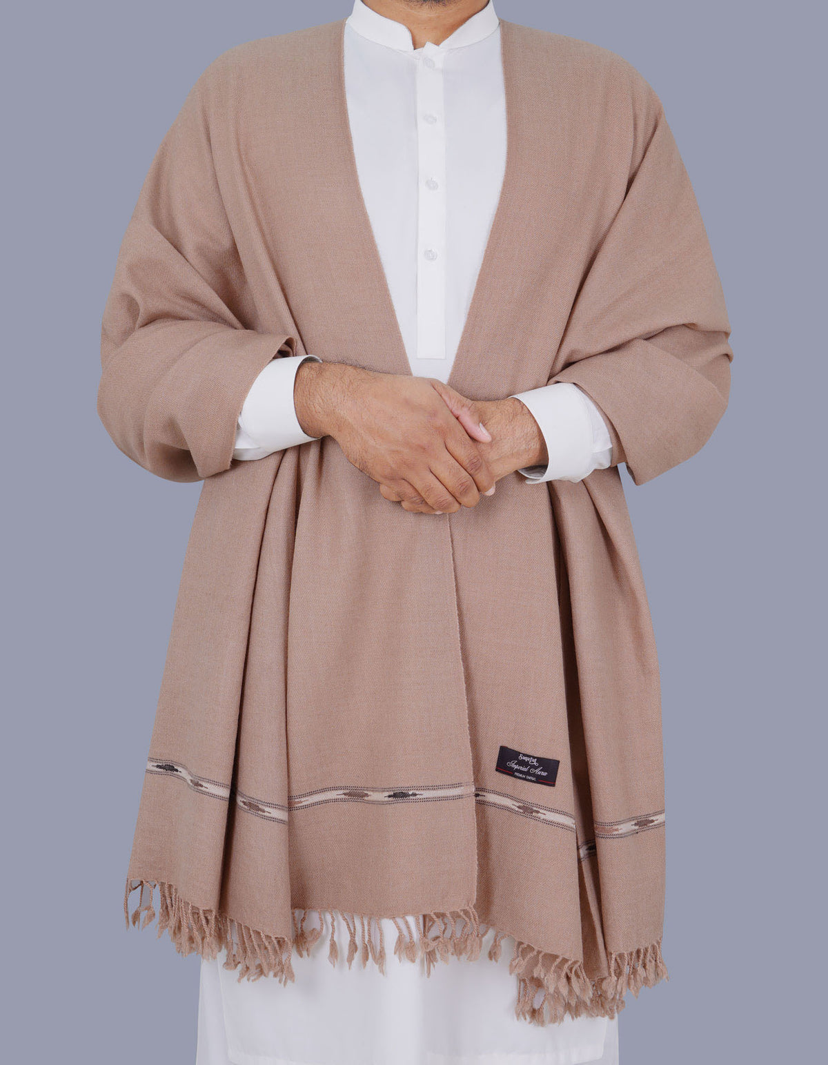 D Fawn Plain 100% Wool Men Shawl