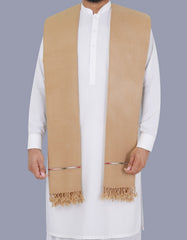 L Khaki Plain 100% Wool Men Shawl