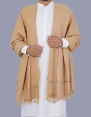 L Khaki Plain 100% Wool Men Shawl
