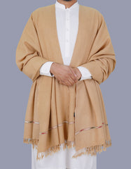 L Khaki Plain 100% Wool Men Shawl