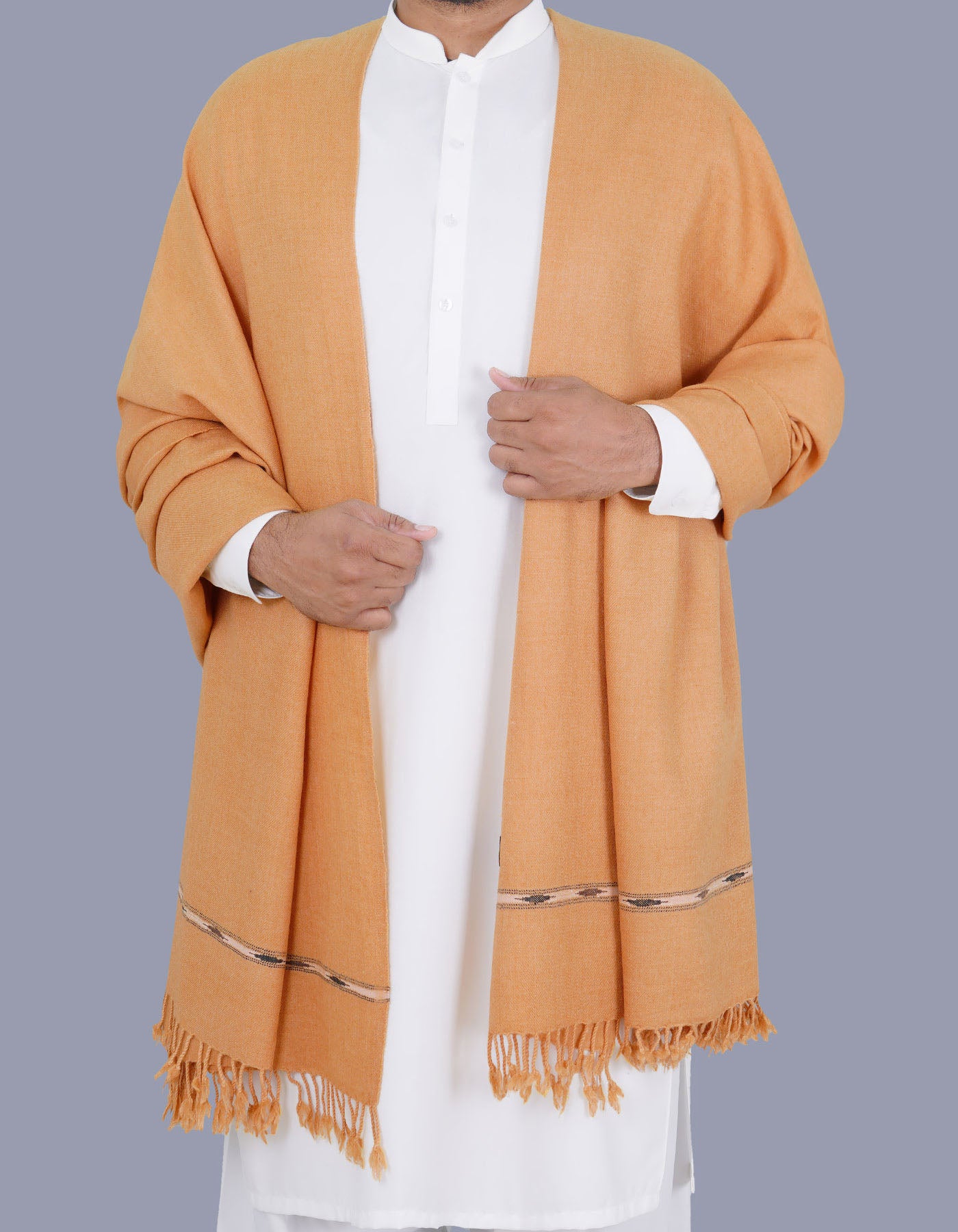 Khaki Plain 100% Wool Men Shawl