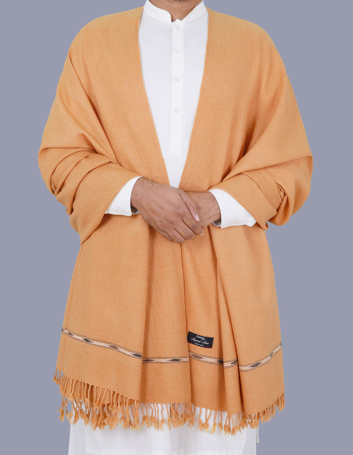 Khaki Plain 100% Wool Men Shawl