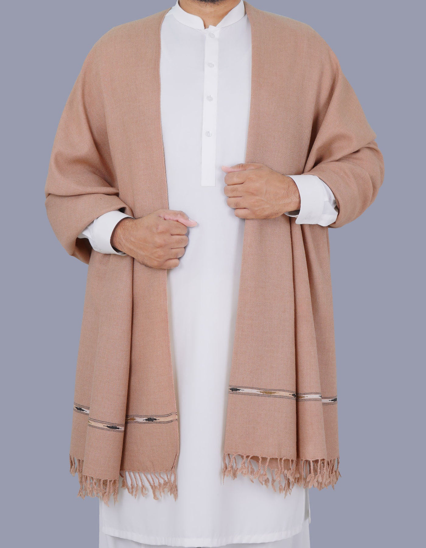 Camel Plain 100% Wool Men Shawl